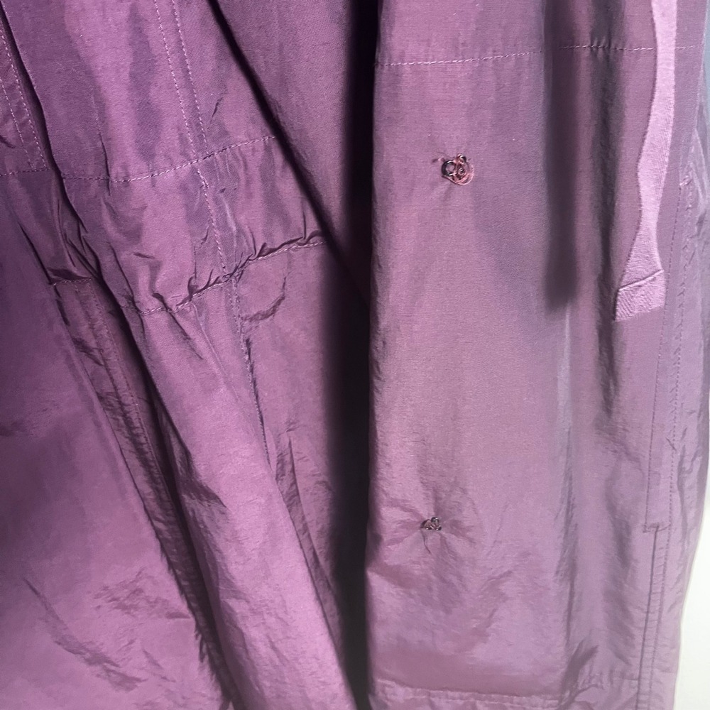 Eileen Fisher Coat Women M Purple Hooded Wrap Tie Back Cotton Nylon F9AK-1 - Picture 4 of 9